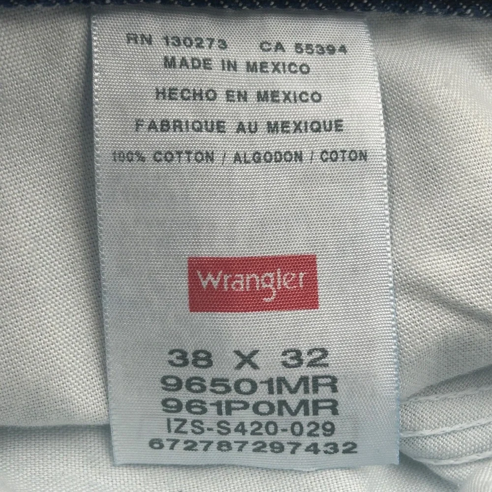 Wrangler Jeans Dark Blue Mens 38x32 Premium Quality Straight Leg Denim EUC